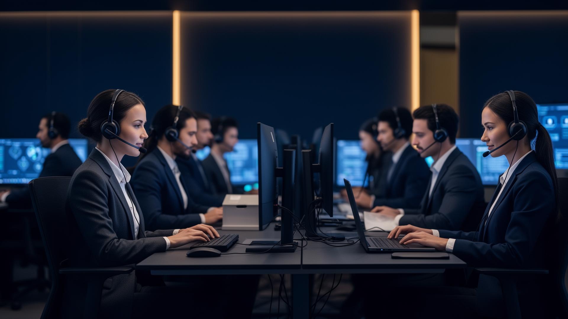 Professional call center team at Leon Solutions